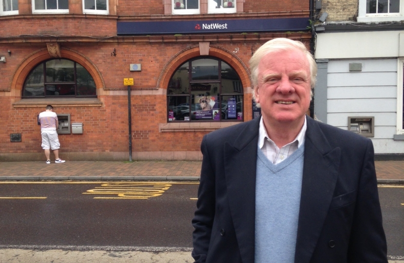 Sir Edward Leigh MP outside NatWest, Market Rasen