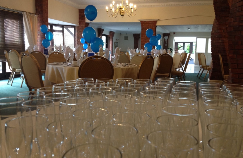 The Garden Room at the White Heather, prepared for the dinner.