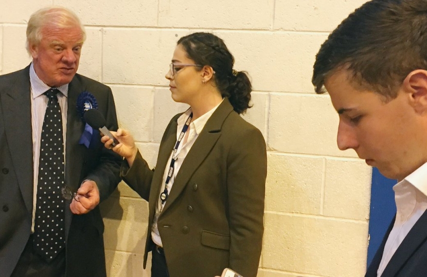 Edward Leigh being interviewed at the Count