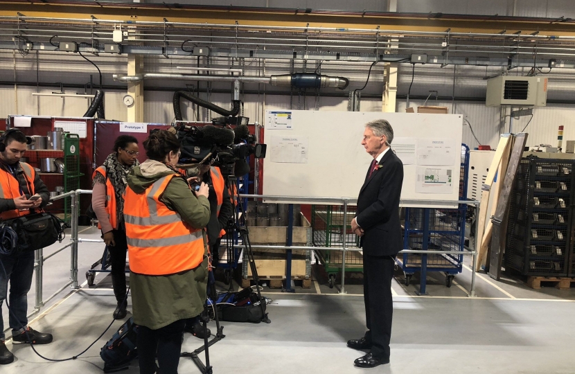 Philip Hammond at Eminox in Gainsborough