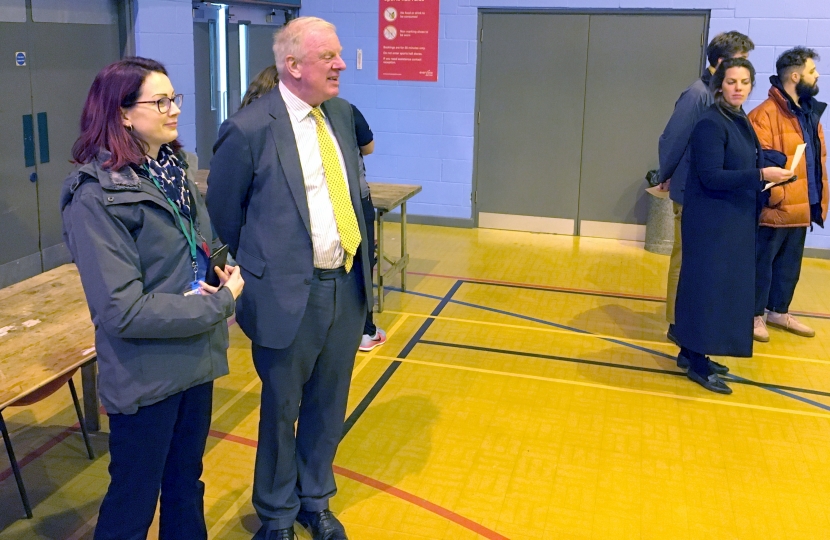 Sir Edward Leigh at the Count with a journalist from LincsFM