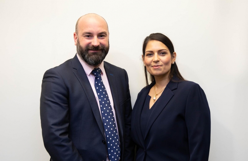 Commissioner Marc Jones and Home Secretary Priti Patel MP