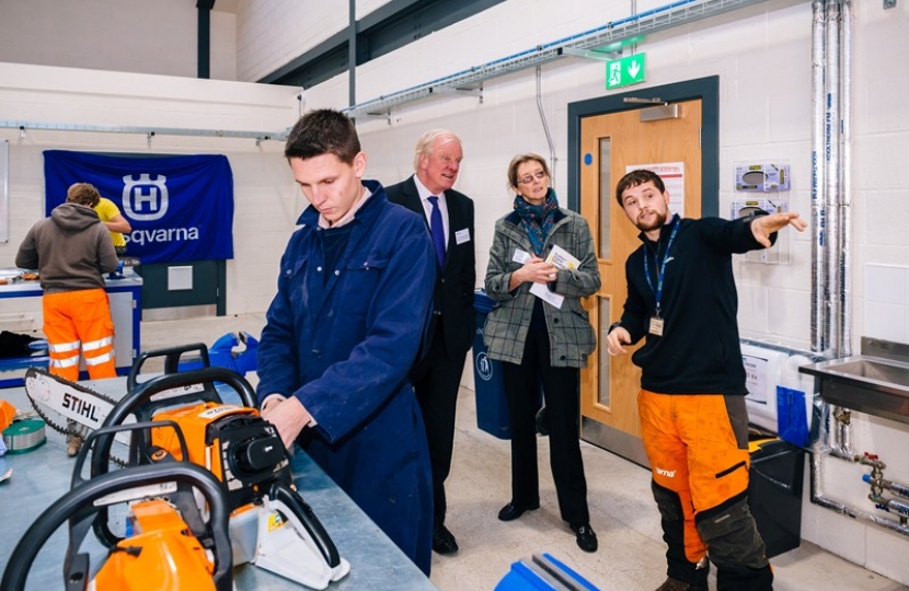 Sir Edward Leigh being shown around Riseholme College’s new campus.