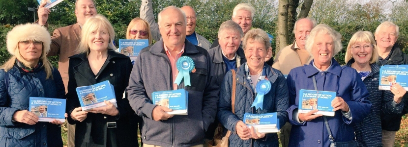 Candidate Bob Waller with local volunteers about to deliver his first leaflet.