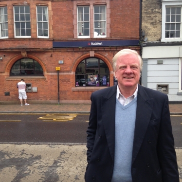 Sir Edward Leigh MP outside NatWest, Market Rasen