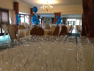 The Garden Room at the White Heather, prepared for the dinner.