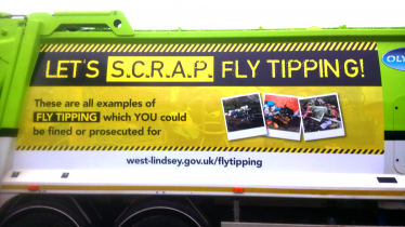 A West Lindsey District Council Refuse Freighter with the Campaign Artwork